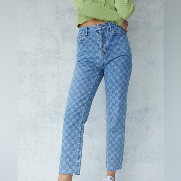 PacSun Denim - PACSUN Checker Print High Rise Straight Leg Size 26